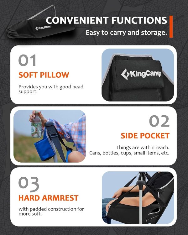 KingCamp Hammock Camping Chair, Swinging Portable Folding Camp Chairs for Adults Max 400lbs Heavy Duty Foldable Oversized Rocker with Aluminum Alloy Frame Cup Holder for Outdoor Beach Patio Sport - Image 7