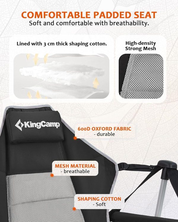 KingCamp Hammock Camping Chair, Swinging Portable Folding Camp Chairs for Adults Max 400lbs Heavy Duty Foldable Oversized Rocker with Aluminum Alloy Frame Cup Holder for Outdoor Beach Patio Sport - Image 8