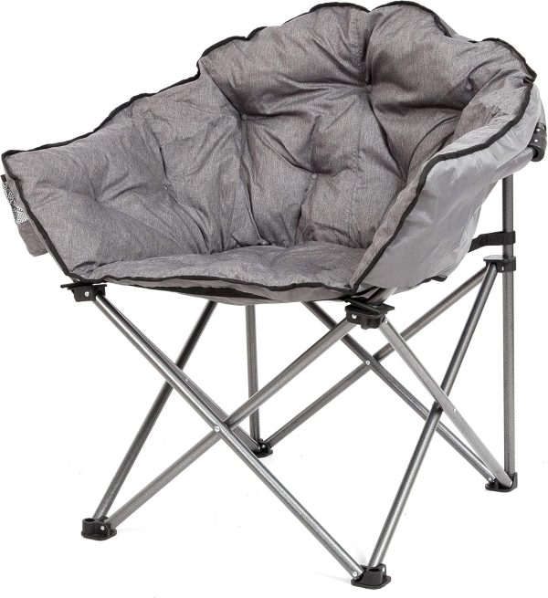 MacSports C932S-129 Padded Cushion Outdoor Folding Lounge Patio Club Chair, Gray - Image 3