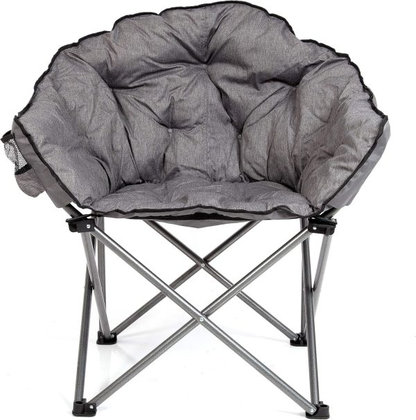 MacSports C932S-129 Padded Cushion Outdoor Folding Lounge Patio Club Chair, Gray - Image 7